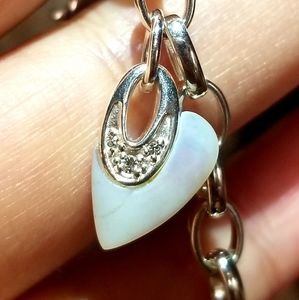 Heart charm bracelet CZ, MOP S925
